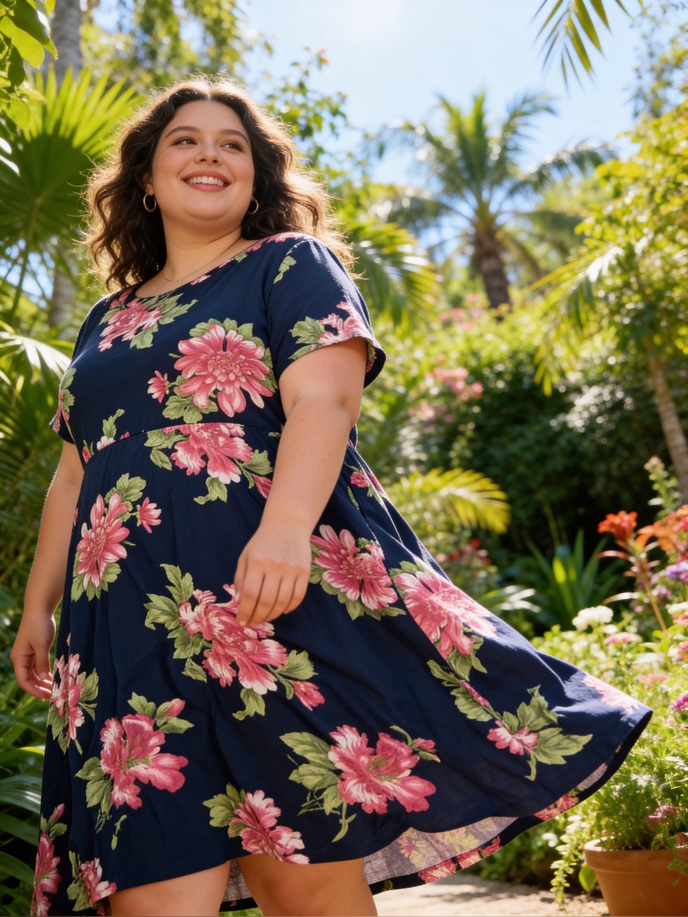 Ladies Floral Fit-and-Flare Nemidor Brand Dress